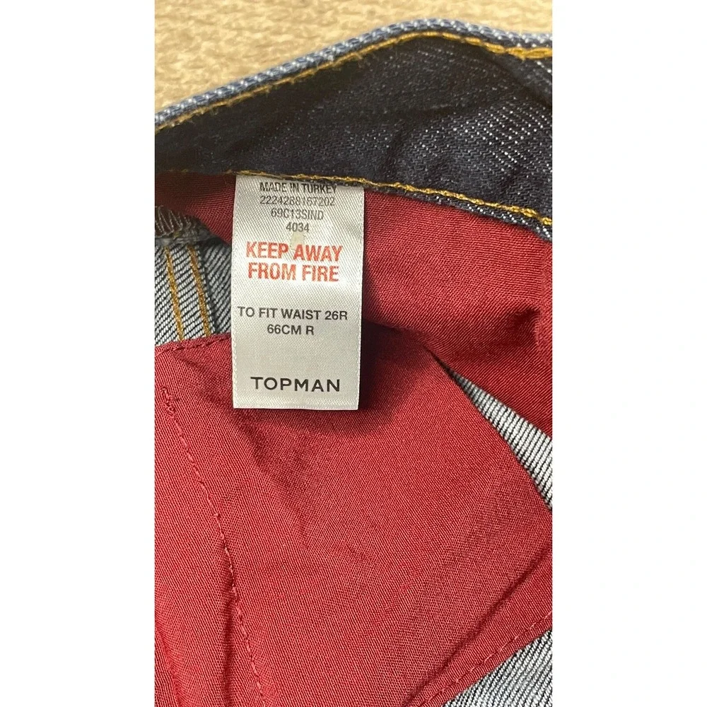 Topman Moto Slim Selvedge Button Fly Men's Denim Jeans Size 26x32